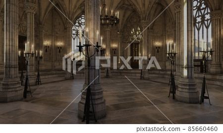 Fantasy medieval temple in the castle 3d illustration Fantasy medieval temple in the castle 3d illustration 85660460