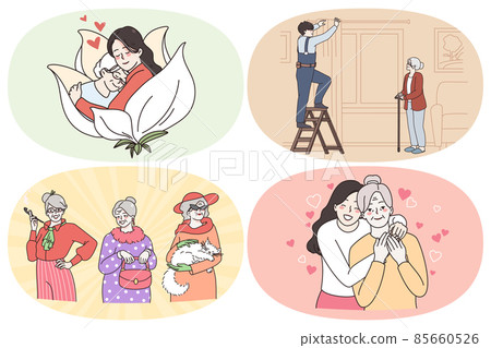 Happy senior people getting support concept Happy senior people getting support concept 85660526