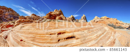 Panoramic picture of colorful rock formation in the valley of fire state park in Nevada x Panoramic picture of colorful rock formation in the valley of fire state park in Nevada x 85661143