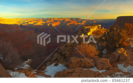 Panorama from the Grand Canyon south side in winter Panorama from the Grand Canyon south side in winter 85661237