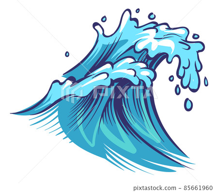 Water splash. Blue wave with big foam. Rushing stream 85661960