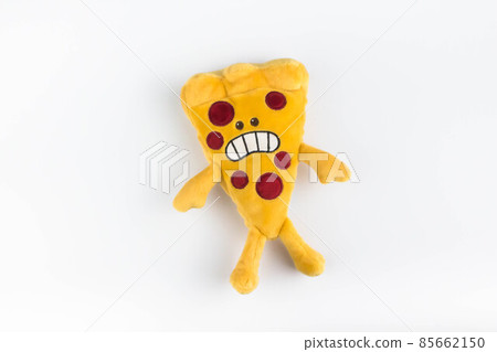 Colorful plush pizza piece on isolated white background Colorful plush pizza piece on isolated white background 85662150