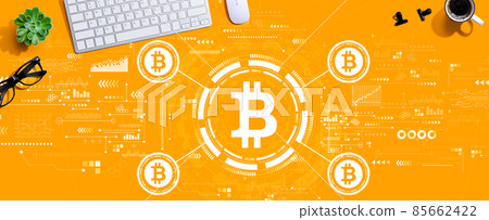 Bitcoin theme with a computer keyboard Bitcoin theme with a computer keyboard 85662422