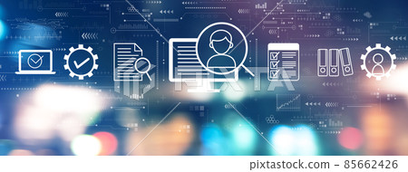 Document management system concept with city lights at night Document management system concept with city lights at night 85662426