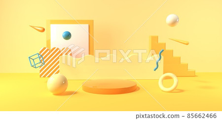 3D render of geometric shapes and a podium 3D render of geometric shapes and a podium 85662466