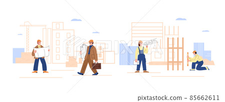 Architecture and construction industry employees, vector illustration isolated. Architecture and construction industry employees, vector illustration isolated. 85662611
