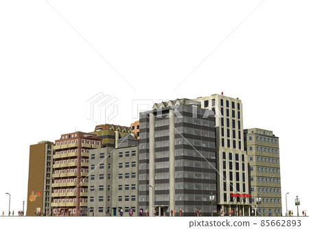 City modern buildings isolated on white background 3d illustration 85662893