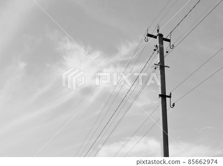 Power electric pole with line wire on background close up Power electric pole with line wire on background close up 85662974