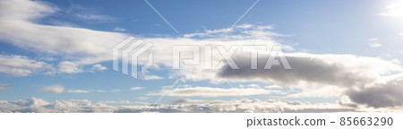 View of Cloudscape during a cloudy blue sky sunny day 85663290