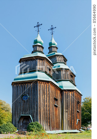 An old church of the 18th century on the territory of Ukraine. There is a monument to the traditional cult culture of the 18th century. An old church of the 18th century on the territory of Ukraine. There is a monument to the traditional cult culture of the 18th century. 85664990