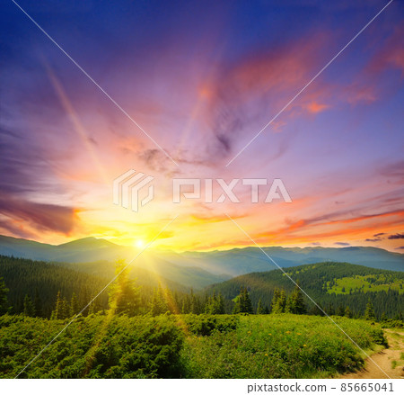 Mountain landscape at dawn 85665041