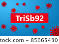 Breaking news about TriSb92 as a potential inhibitor against SARS-CoV-2 variants including Omicron on blue background. Corona Virus disease 2019-nCoV Pandemic Protection Concept 85665430