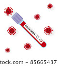 Deltacron, new variant of coronavirus COVID-19 symbol and test tube containing blood that tested positive in blood. dangerous new mutation of coronavirus, composed of Delta and Omicron DNA 85665437