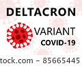 Deltacron, dangerous new mutation of coronavirus, composed of Delta and Omicron DNA, Novel coronavirus 2019-nCoV outbreak on white background. Corona Virus disease 2019 Pandemic Protection Concept 85665445