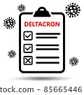 Deltacron test board icon. Novel Corona Virus Disease 2019-nCov Pandemic illness health care message business concept. Medical checklist report with approved coronavirus diagnosis sign 85665446