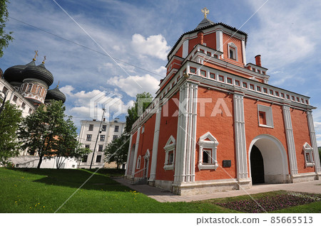 view on the Cathedral of the Intercession and the Bridge Tower on Izmailovsky Island in Moscow view on the Cathedral of the Intercession and the Bridge Tower on Izmailovsky Island in Moscow 85665513