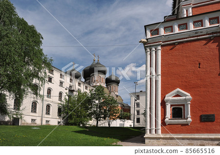 view on the Cathedral of the Intercession and the Bridge Tower on Izmailovsky Island in Moscow view on the Cathedral of the Intercession and the Bridge Tower on Izmailovsky Island in Moscow 85665516