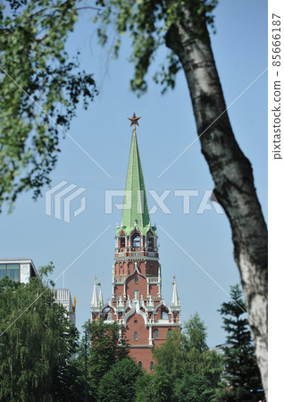 view of the Trinity tower from the Kremlin in Moscow 85666187