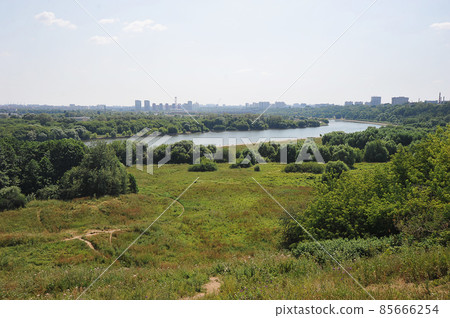 view of the Moscow river from the Kolomenskoye Park in Moscow view of the Moscow river from the Kolomenskoye Park in Moscow 85666254