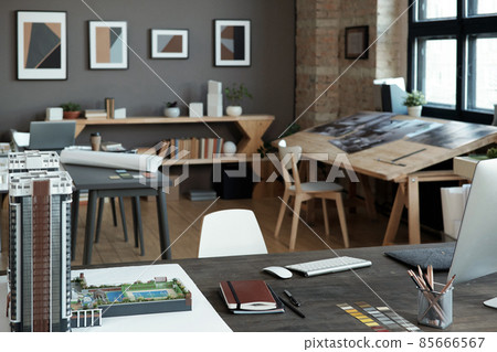 Contemporary workshop of architects with several workplaces Contemporary workshop of architects with several workplaces 85666567