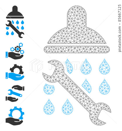 Web Network Shower Plumbing Icon with Simple Symbols 85667125