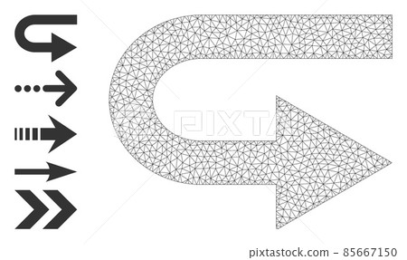 Polygonal Mesh Turn Right Icon with Simple Pictograms Polygonal Mesh Turn Right Icon with Simple Pictograms 85667150
