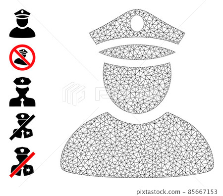 Web Mesh Police Man Icon with Simple Symbols Web Mesh Police Man Icon with Simple Symbols 85667153