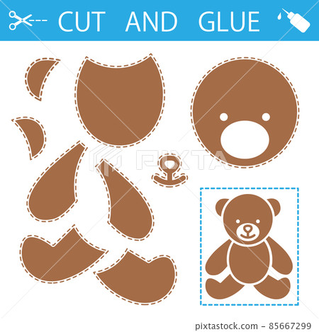 Teddy bear parts to make toy vector. Cut and glue the paper a bear. 85667299