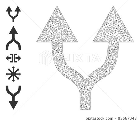 Web Mesh Split Arrows Up Icon with Simple Glyphs Web Mesh Split Arrows Up Icon with Simple Glyphs 85667348