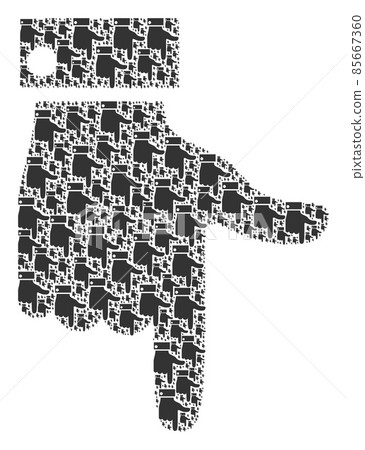 Hand Pointer Down Fractal Collage of Itself Icons - Stock Illustration ...