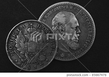 two old Russian silver coins of the 18th century two old Russian silver coins of the 18th century 85667478