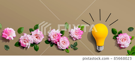 Light bulb with pink roses Light bulb with pink roses 85668023