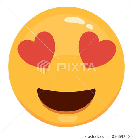 Love eyes emoticon vector Love eyes emoticon facesfaces. Yellow loving fun emoticon, humor mood smileys with hearts, sweet cartoon emoji character isolated on white background 85669200