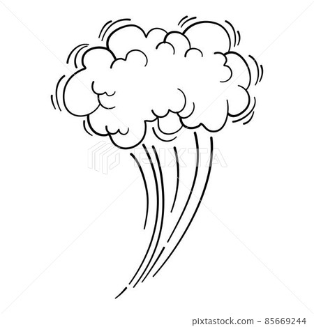 Speed cloud motion effect. Cartoon comic line clouds, moving smoke puff, funny fart, air jump blow wind dust, boom bubble explosion, spiral energy, windy shape neat vector. Illustration smoke comic 85669244