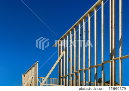 New residential construction wooden houses framing 85669879