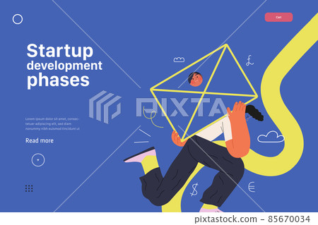 Startup illustration, website landing template. Concept of building new business Startup illustration, website landing template. Concept of building new business 85670034