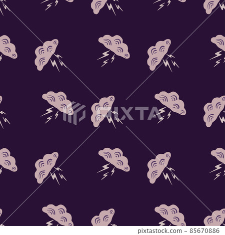 Clouds with lightning of seamless pattern. Cute hand drawn background. Clouds with lightning of seamless pattern. Cute hand drawn background. 85670886