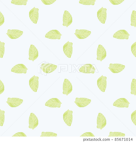 Organic palm leaf seamless pattern with hand drawn foliage print. Simple color background. Vector illustration for seasonal textile. 85671014