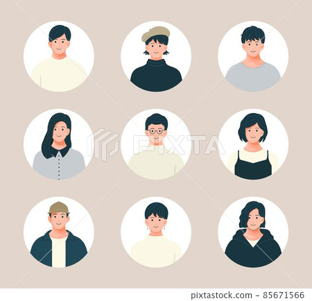各種男性和女性圖標插圖集 85671566