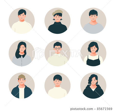 Various male and female icon illustration set Various male and female icon illustration set 85671569