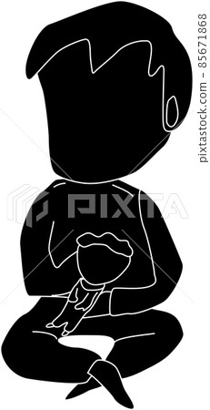 作為保姆的育兒爸爸的剪影 85671868