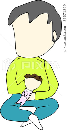 Image of a man raising a child "no face" Image of a man raising a child "no face" 85671869