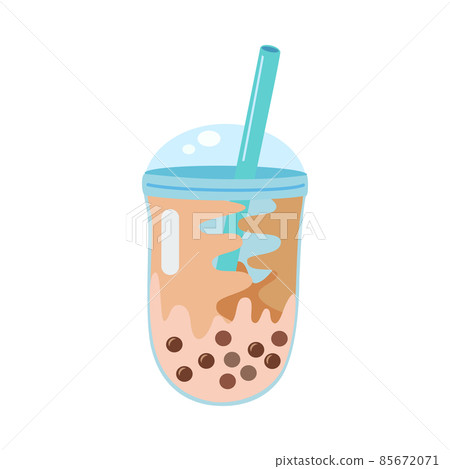 Bubble tea cup isolated on white background. Cartoon glass with milk shake. Asian food desert 85672071