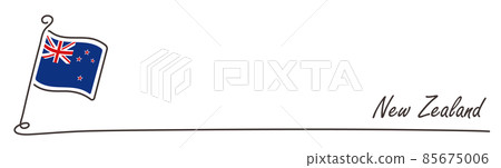New Zealand Flag and Copy Space Handwritten Sketch 85675006