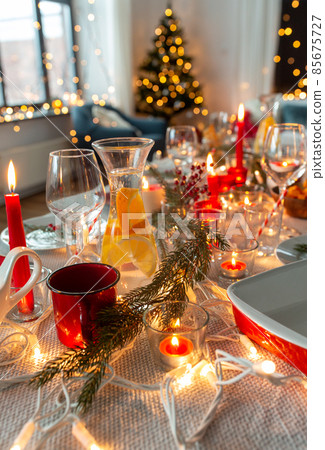 table serving for christmas dinner party at home table serving for christmas dinner party at home 85675727