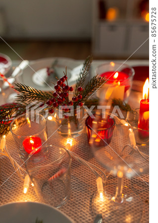 table serving for christmas dinner party at home 85675728