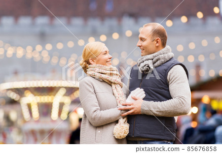 happy couple at christmas market happy couple at christmas market 85676858