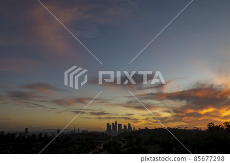 Sunset of the Los Angeles downtown skyline Sunset of the Los Angeles downtown skyline 85677298
