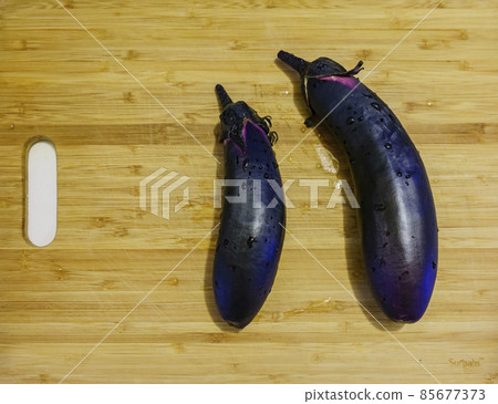 Close up shot of home growth eggplant Close up shot of home growth eggplant 85677373