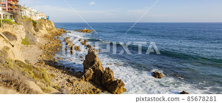 Afternoon view of the beautiful sea shore, rocks at Little Corona Beach Afternoon view of the beautiful sea shore, rocks at Little Corona Beach 85678281